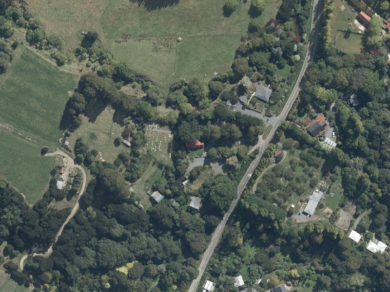aerial view of St Cuthbert's Church and the ground around it
