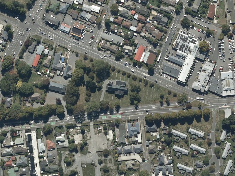 aerial view of St Peter's Church and the ground around it