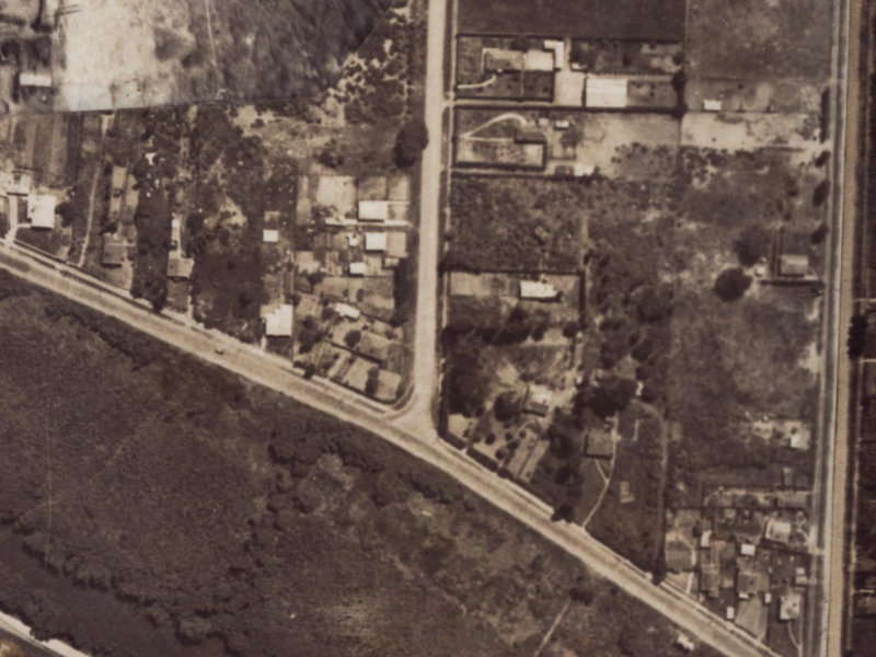 189-193 Palmers Road from the air, 1925-1929