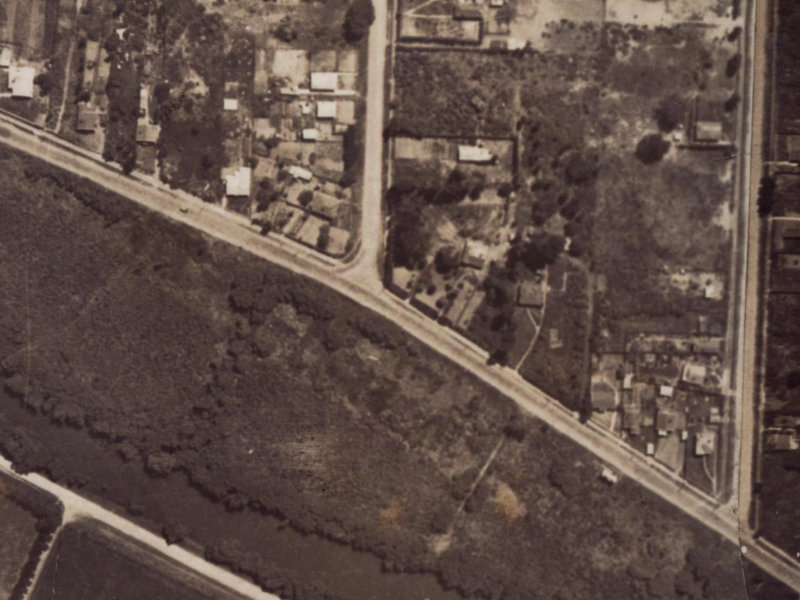 519-521 New Brighton Road from the air, 1925-1929