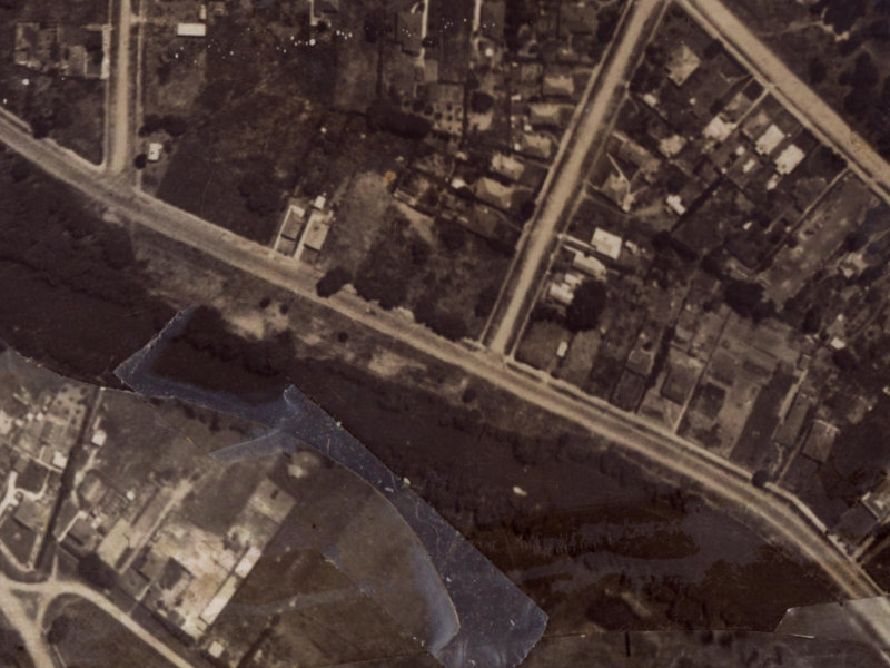 543-544 New Brighton Road from the air, 1925-1929