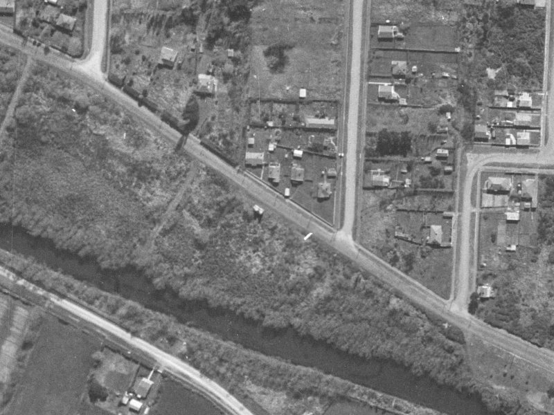 527-529 New Brighton Road from the air, 1940-1944