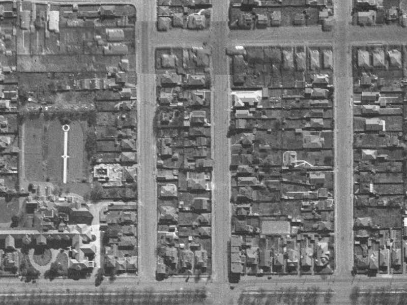 943 Colombo Street from the air, 1940-1944
