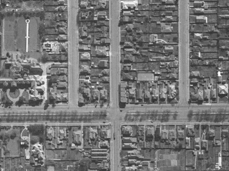 933 Colombo Street from the air, 1940-1944