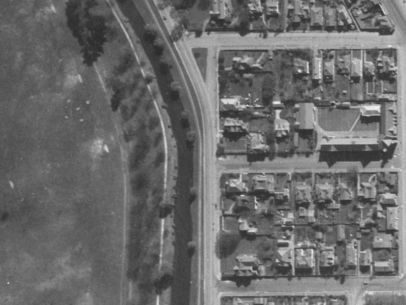 52–62 Park Terrace from the air, 1940-1944
