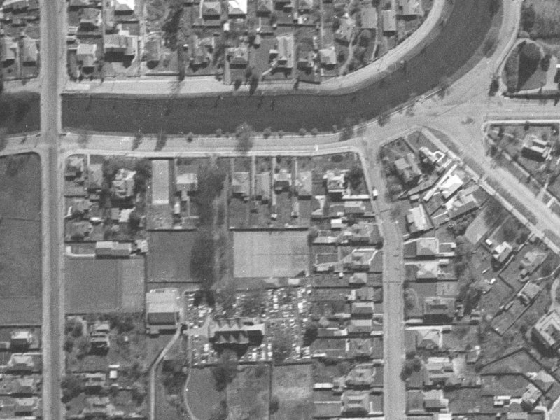134 Avonside Drive from the air, 1940-1944