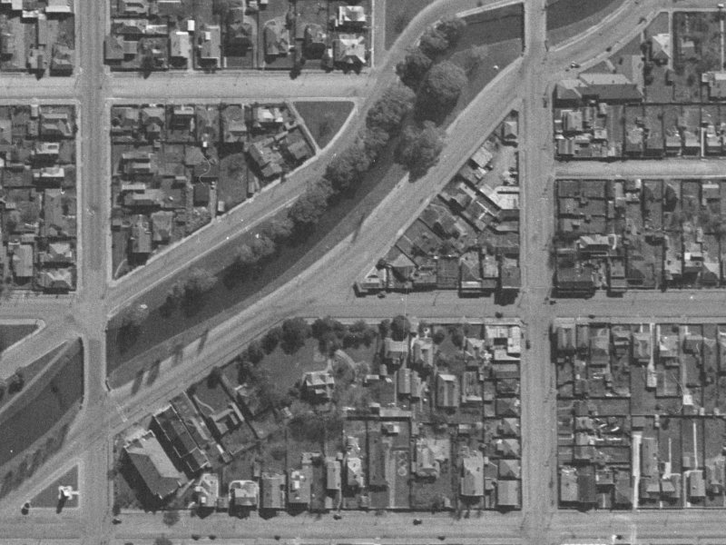 312a Oxford Terrace from the air, 1940-1944