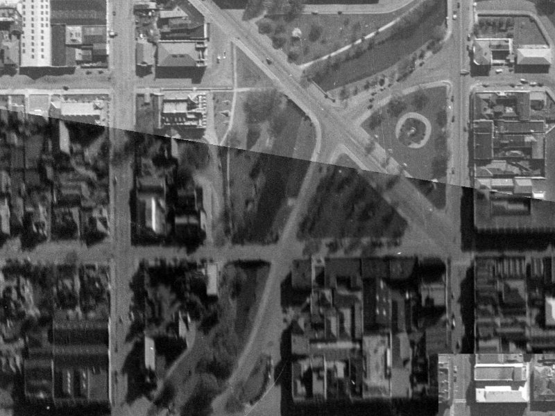 87-89 Armagh Street from the air, 1940-1944