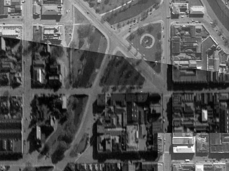 88–94 Armagh Street from the air, 1940-1944