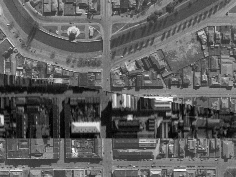 149–157 Armagh Street from the air, 1940-1944