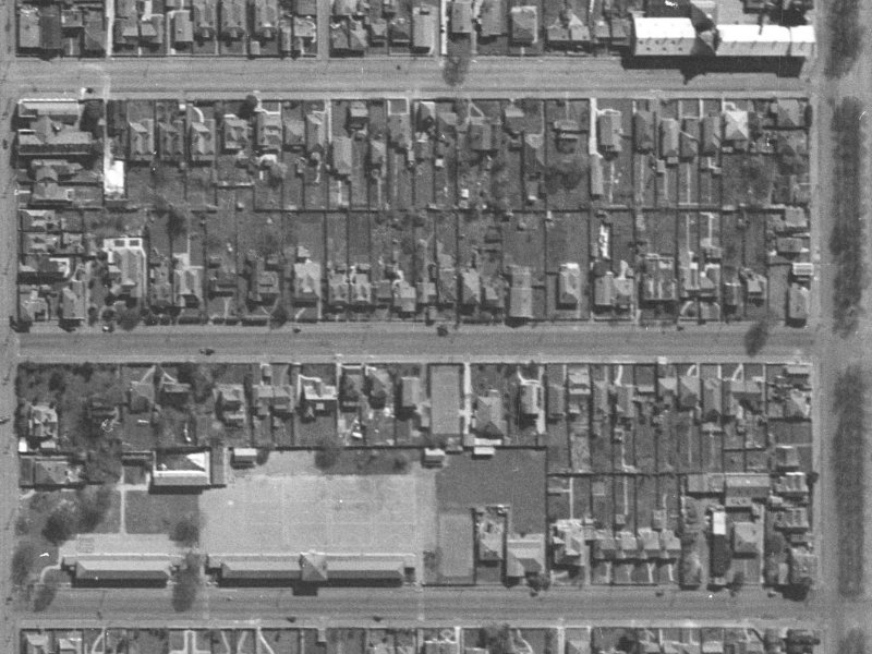 291 Armagh Street from the air, 1940-1944