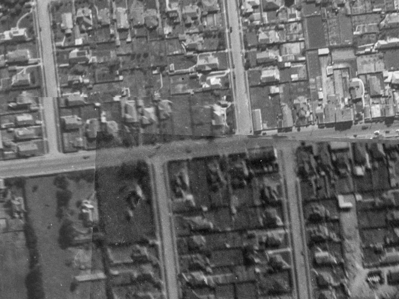 113-121 Riccarton Road from the air, 1940-1944