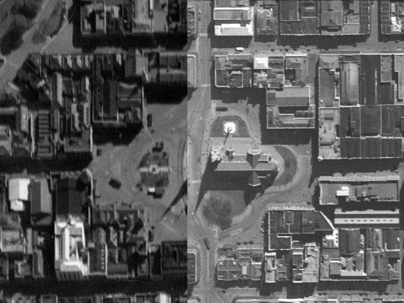 Cathedral Sq from the air, 1940-1944