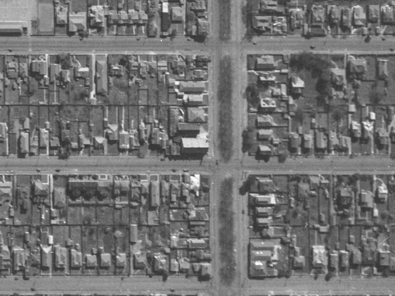 279-285 Worcester Street from the air, 1940-1944
