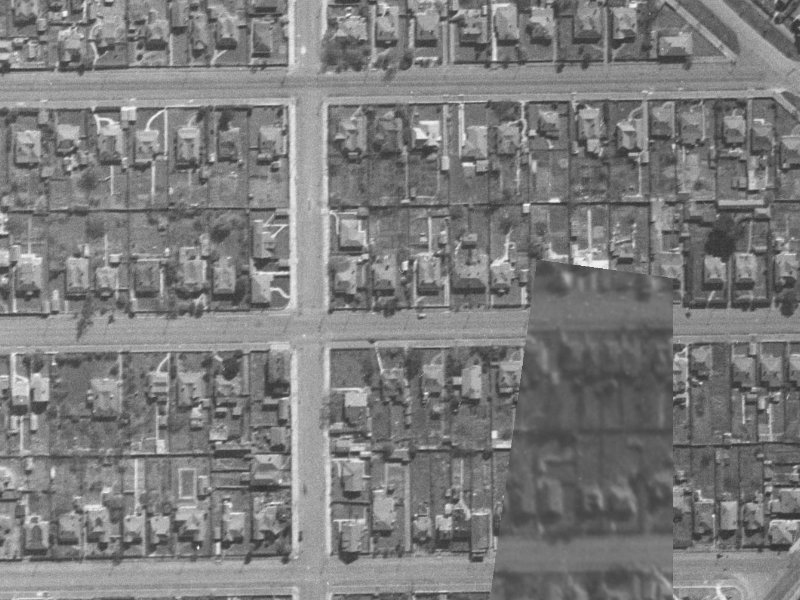 511-515 Worcester Street from the air, 1940-1944