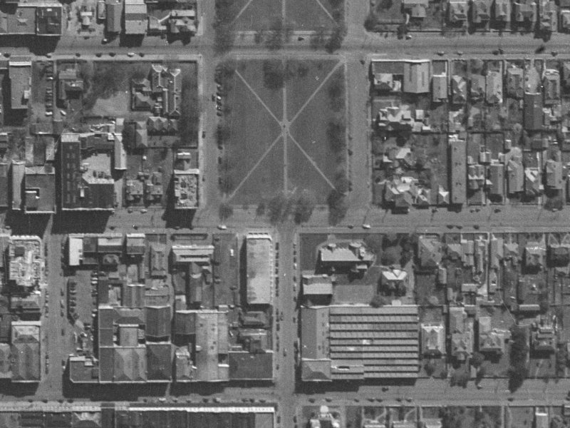 221-223 Hereford Street from the air, 1940-1944