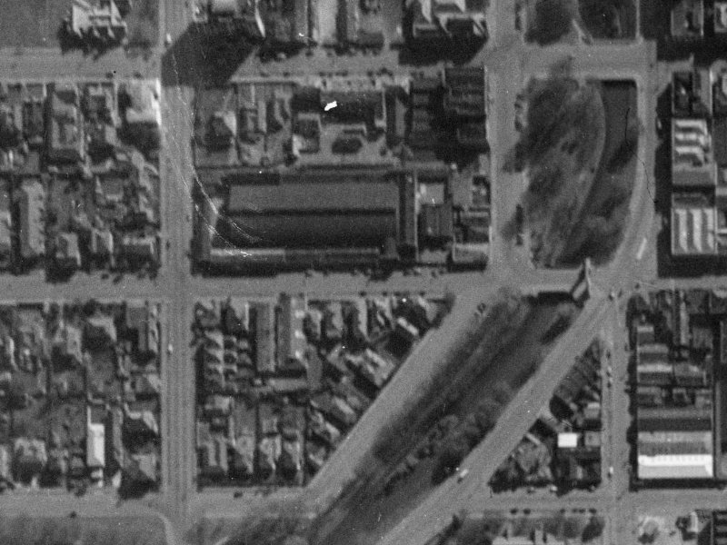55–61 Cashel Street from the air, 1940-1944