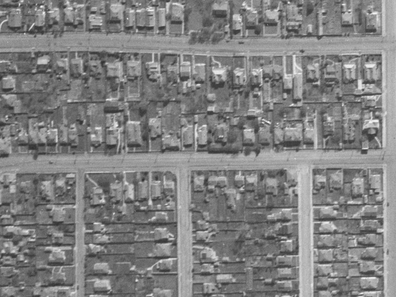 502-508 Cashel Street from the air, 1940-1944