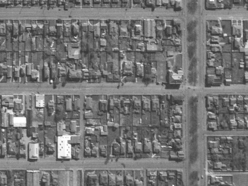342-326 Cashel Street from the air, 1940-1944