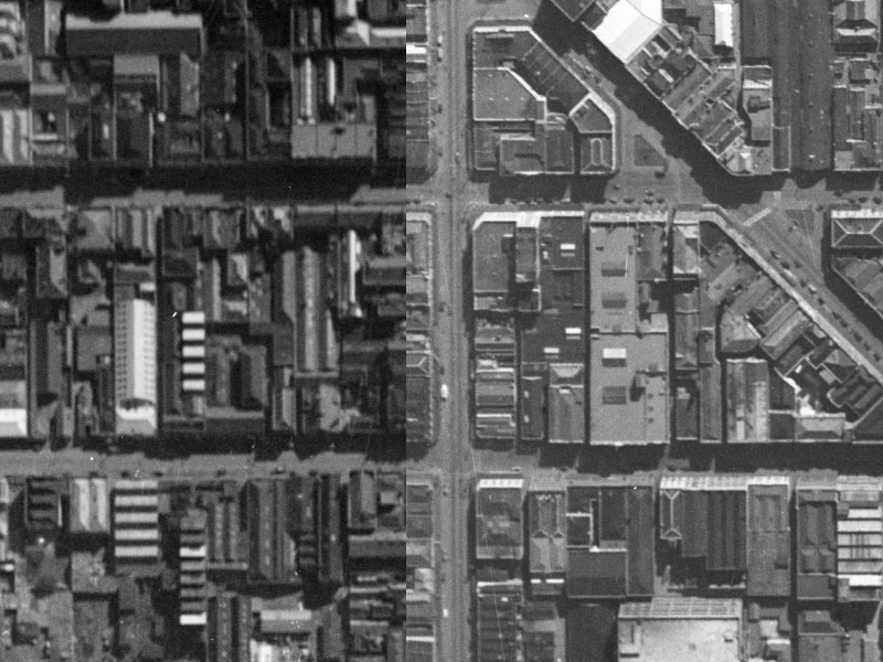 663-665 Colombo Street from the air, 1940-1944