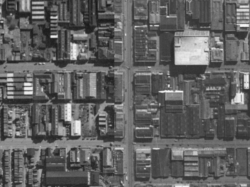 603-605 Colombo Street from the air, 1940-1944