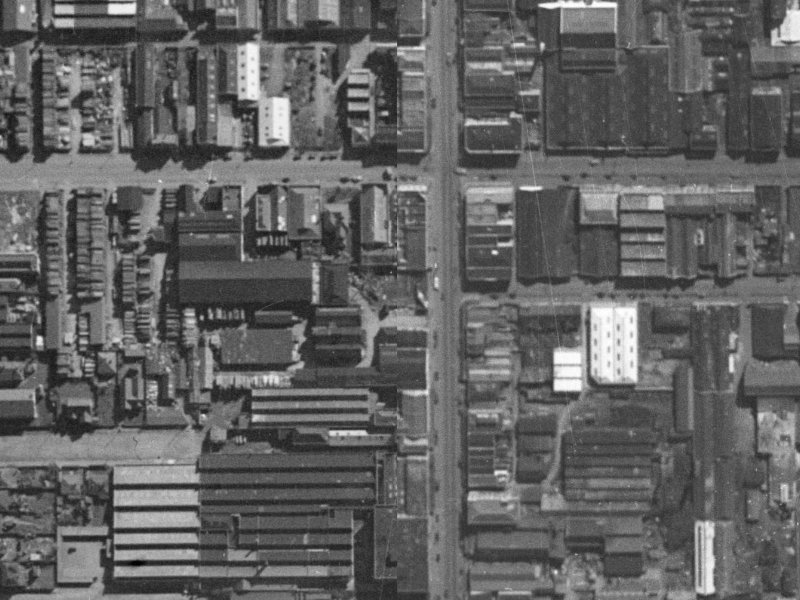 579 Colombo Street from the air, 1940-1944