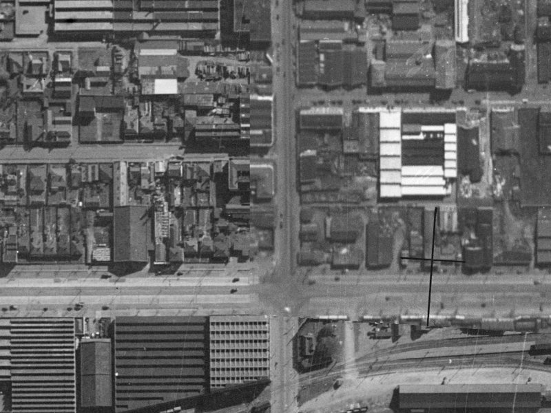 523-527 Colombo Street from the air, 1940-1944