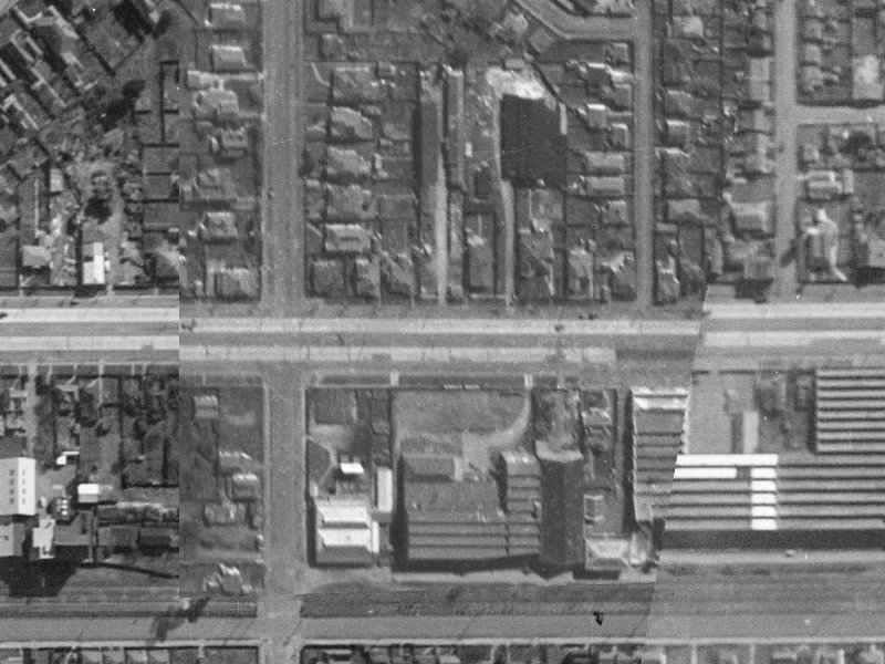 56–66 Moorhouse Avenue from the air, 1940-1944