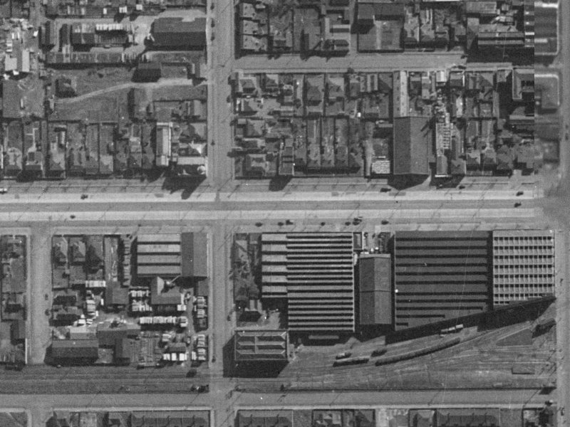 244-250 Moorhouse Avenue from the air, 1940-1944