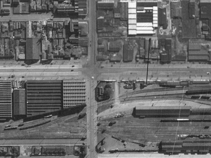 372–374 Moorhouse Avenue from the air, 1940-1944
