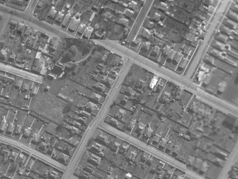 121-125 Osborne Street from the air, 1940-1944