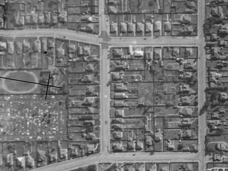 28A Braddon Street from the air, 1940-1944