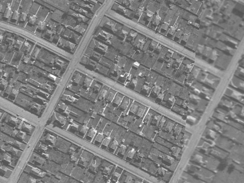 52-54 Grenville Street from the air, 1940-1944