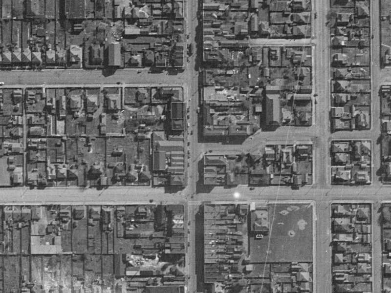 423 Colombo Street from the air, 1940-1944