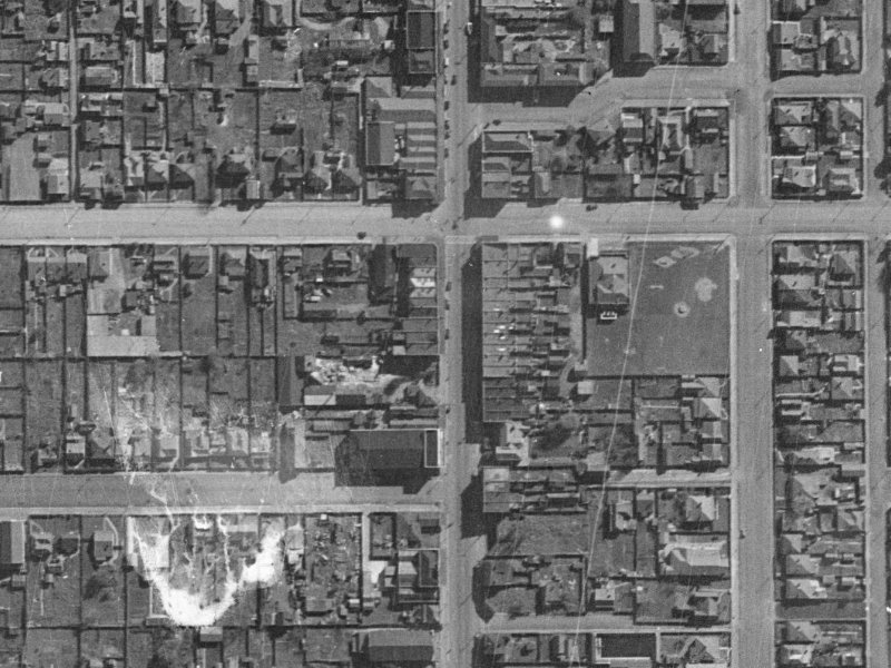 391-393 Colombo Street from the air, 1940-1944