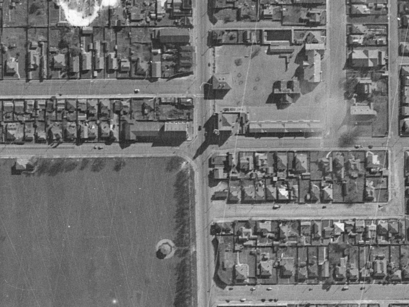 255–259 Brougham Street from the air, 1940-1944