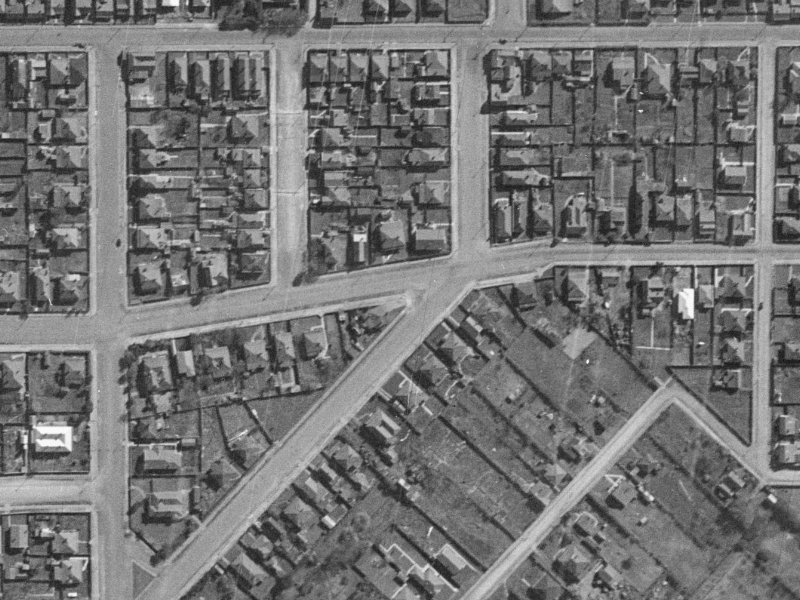 78 Hastings Street West from the air, 1940-1944