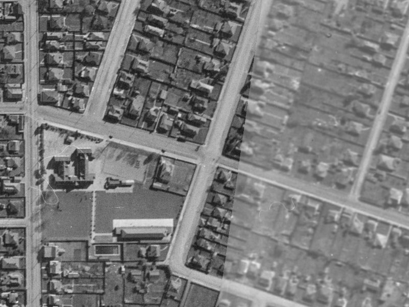 183 Hastings Street East from the air, 1940-1944