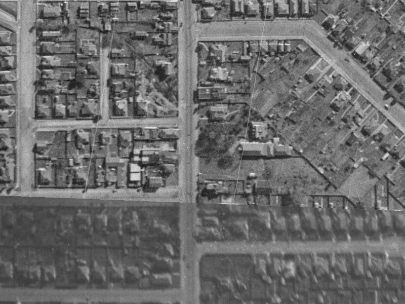 226-234 Colombo Street from the air, 1940-1944