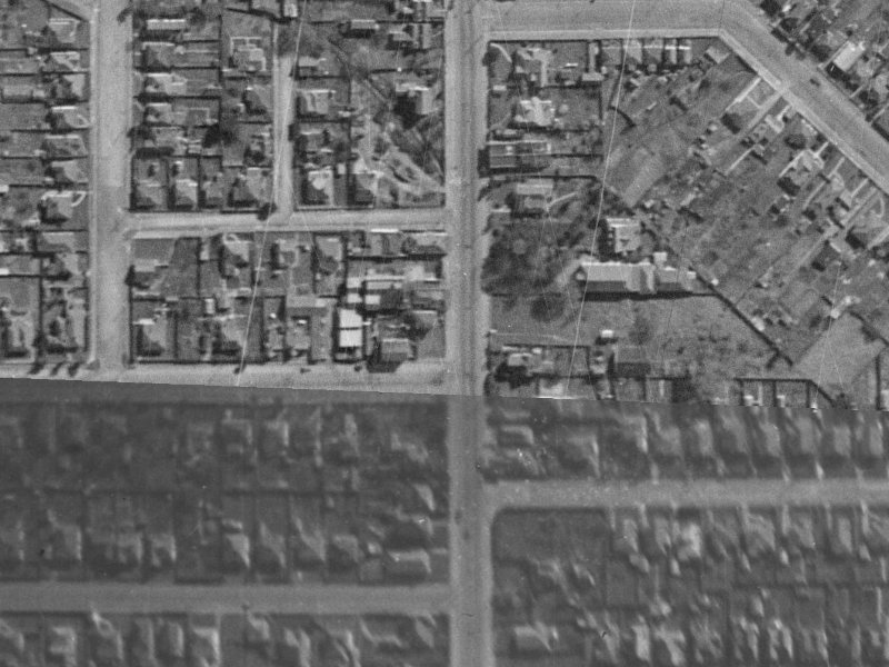 215–221 Colombo Street from the air, 1940-1944