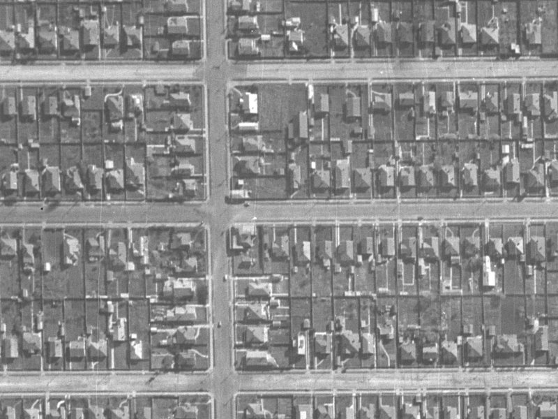 83-85 Malcolm Avenue from the air, 1940-1944