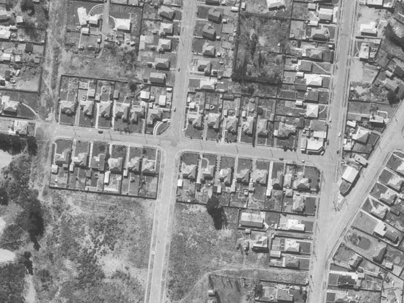 11-13 Cossar Street from the air, 1960-1964