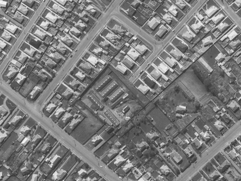 8A Hudson Street from the air, 1960-1964