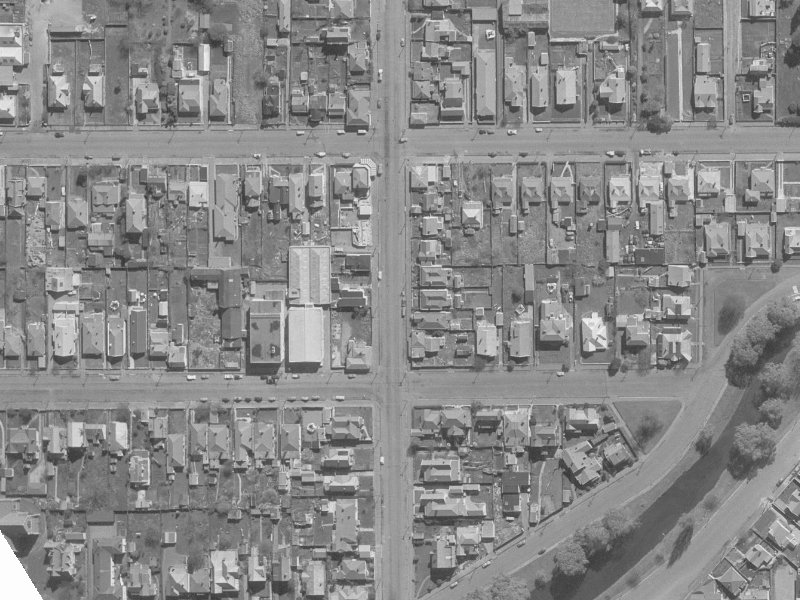340 Madras Street from the air, 1960-1964