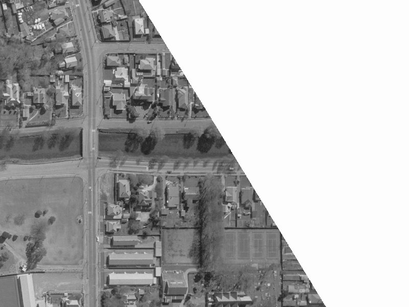 96–114 Avonside Drive from the air, 1960-1964