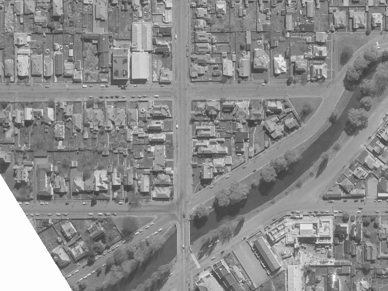 332-318 Madras Street from the air, 1960-1964