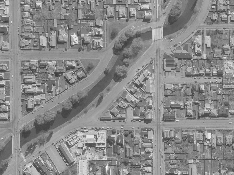 314-316 Oxford Terrace from the air, 1960-1964
