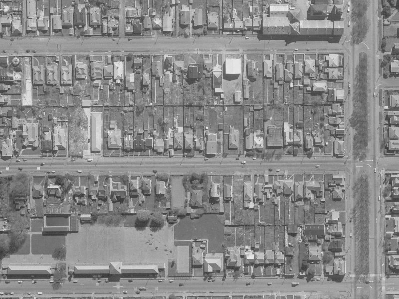 293 Armagh Street from the air, 1960-1964