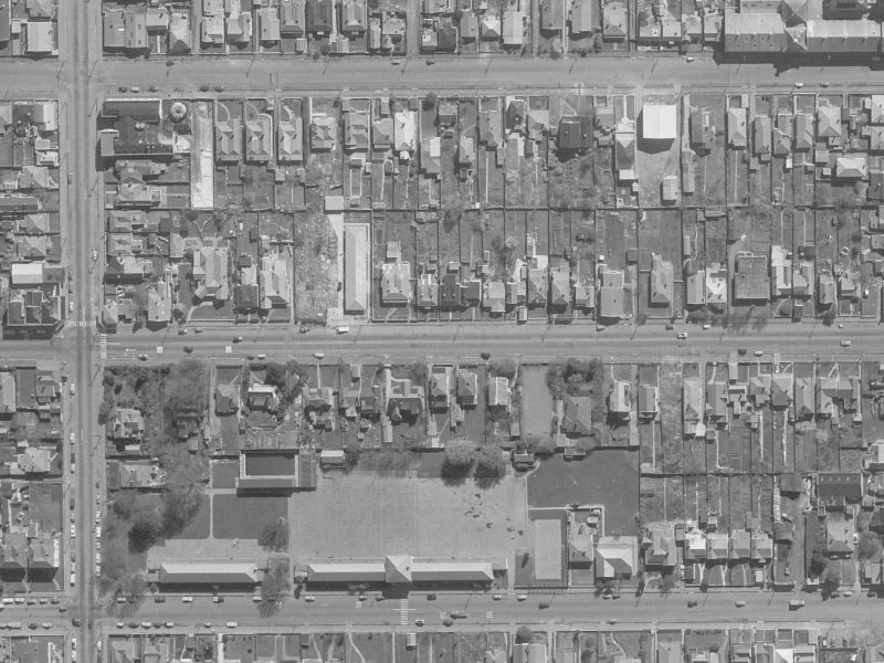 281 Armagh Street from the air, 1960-1964