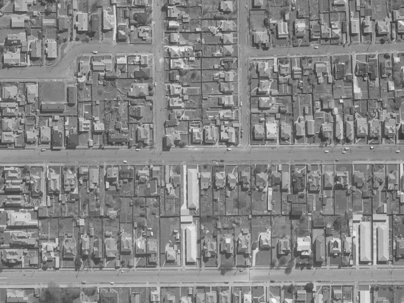 353-365 Armagh Street from the air, 1960-1964